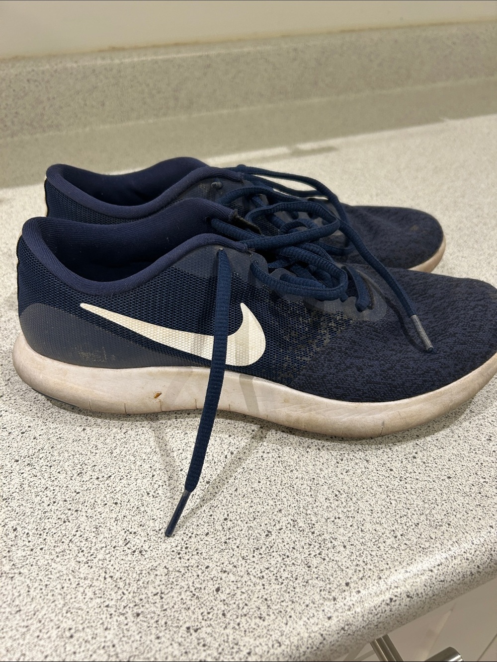 Nike Navy and White Low-Top Running Sneakers